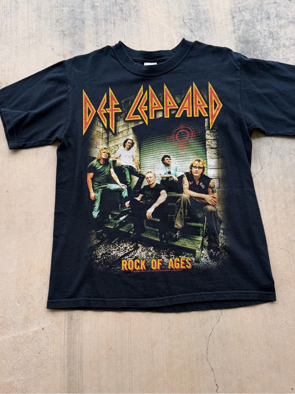 Anvil vintage Black Def Leppard Rock of Ages Graphic Tee with Yellow & Red Logo